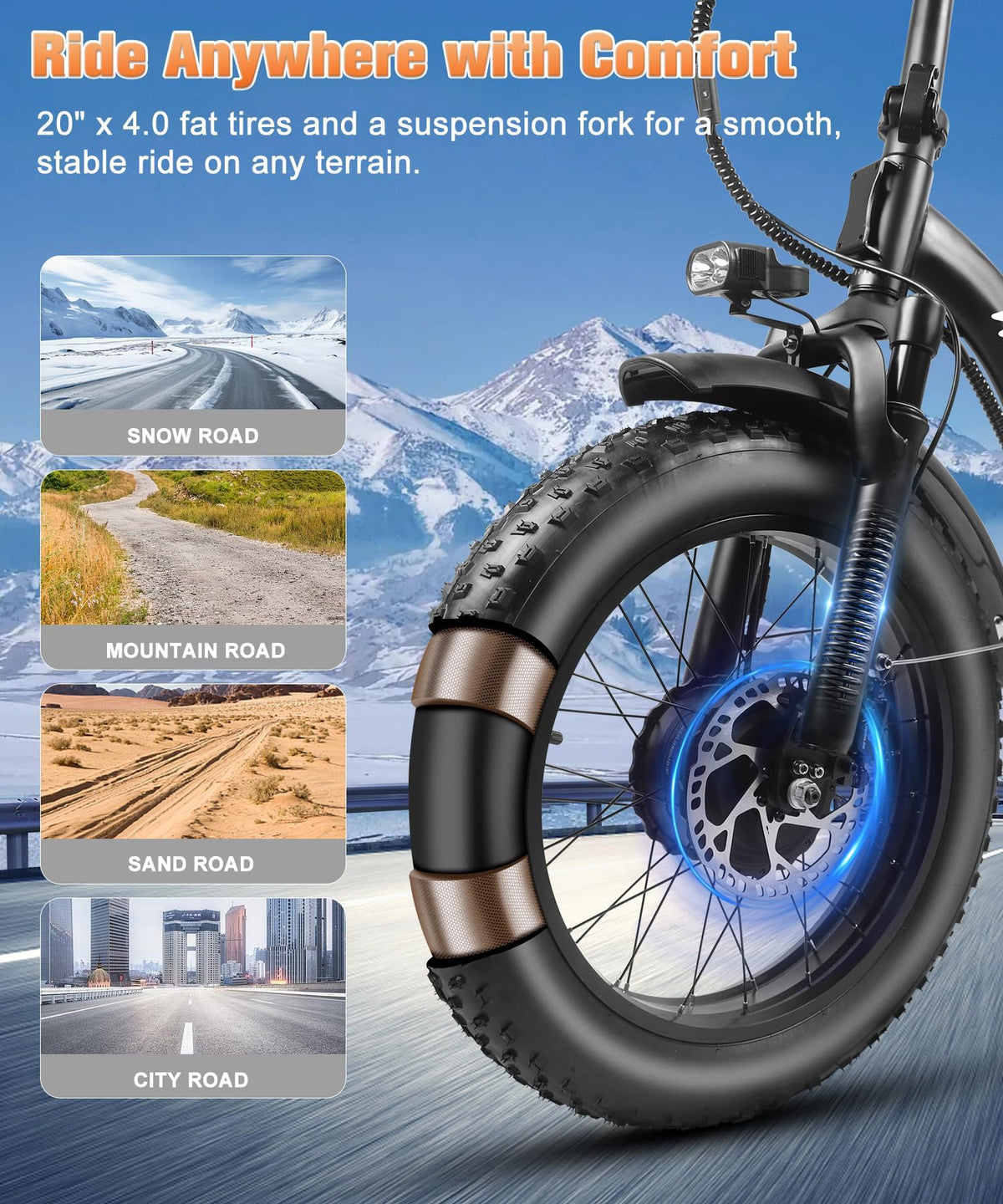 SummitX 1000W Folding E-Bike - Long Range 250km
