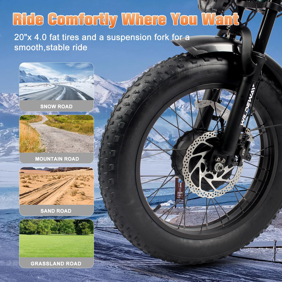 SummitX 1000W Folding E-Bike - Long Range 250km