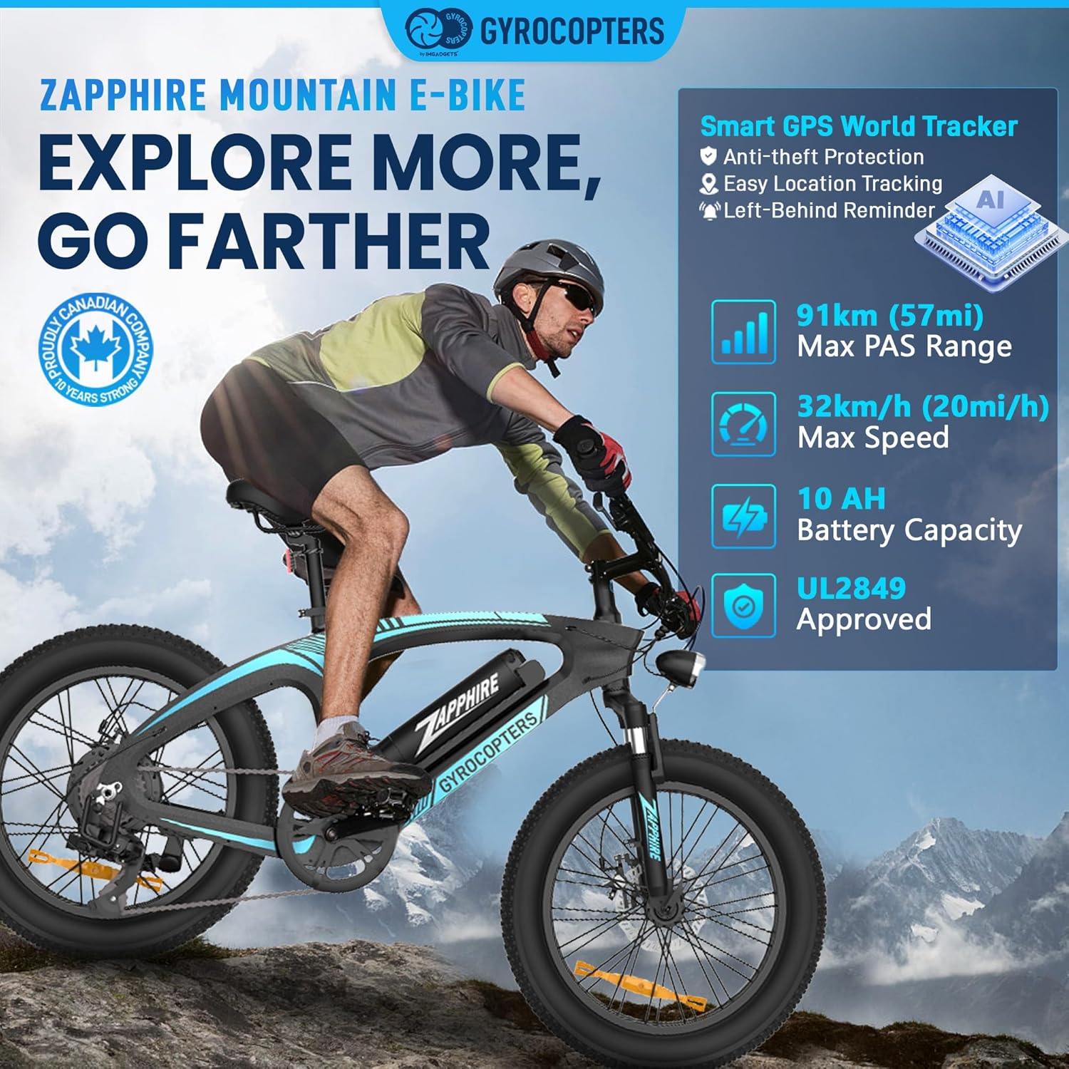 Gyrocopters Zapphire 500W Fat-Tire E-Bike Canada
