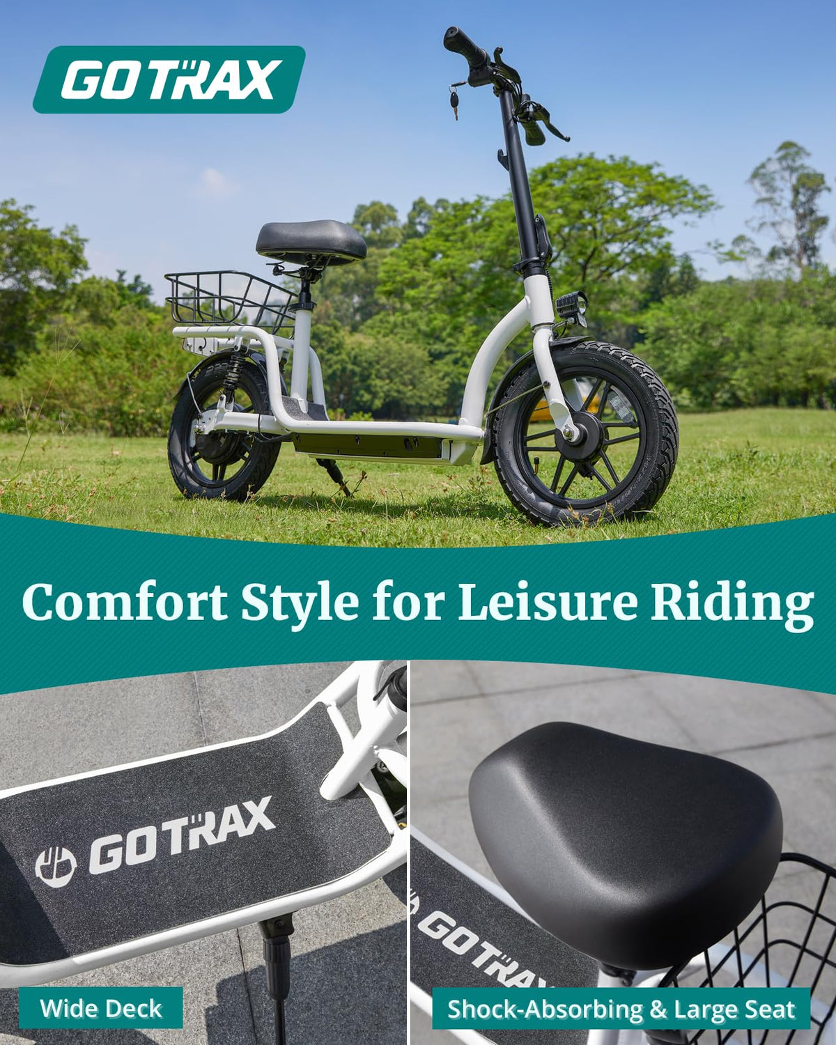 Gotrax Astro Electric Scooter – 350W Motor, 25km/h Speed, 30km Range, Foldable, Comfortable Ride in Canada