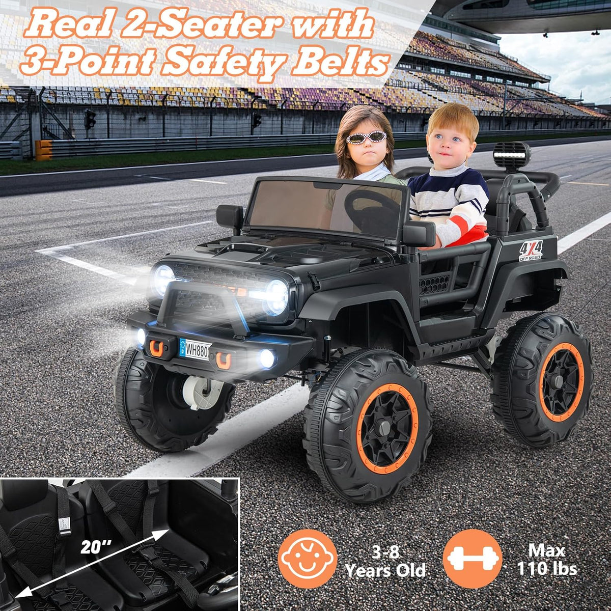 OLAKIDS 24V Jeep ride-on Canada front angle