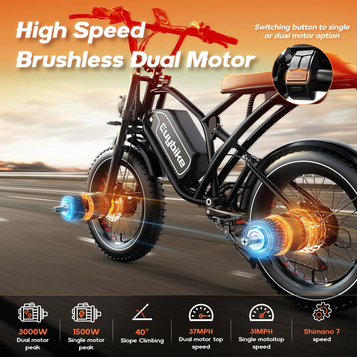 EUYBIKE S4 Dual Motor Fat Tire Electric Bike Canada