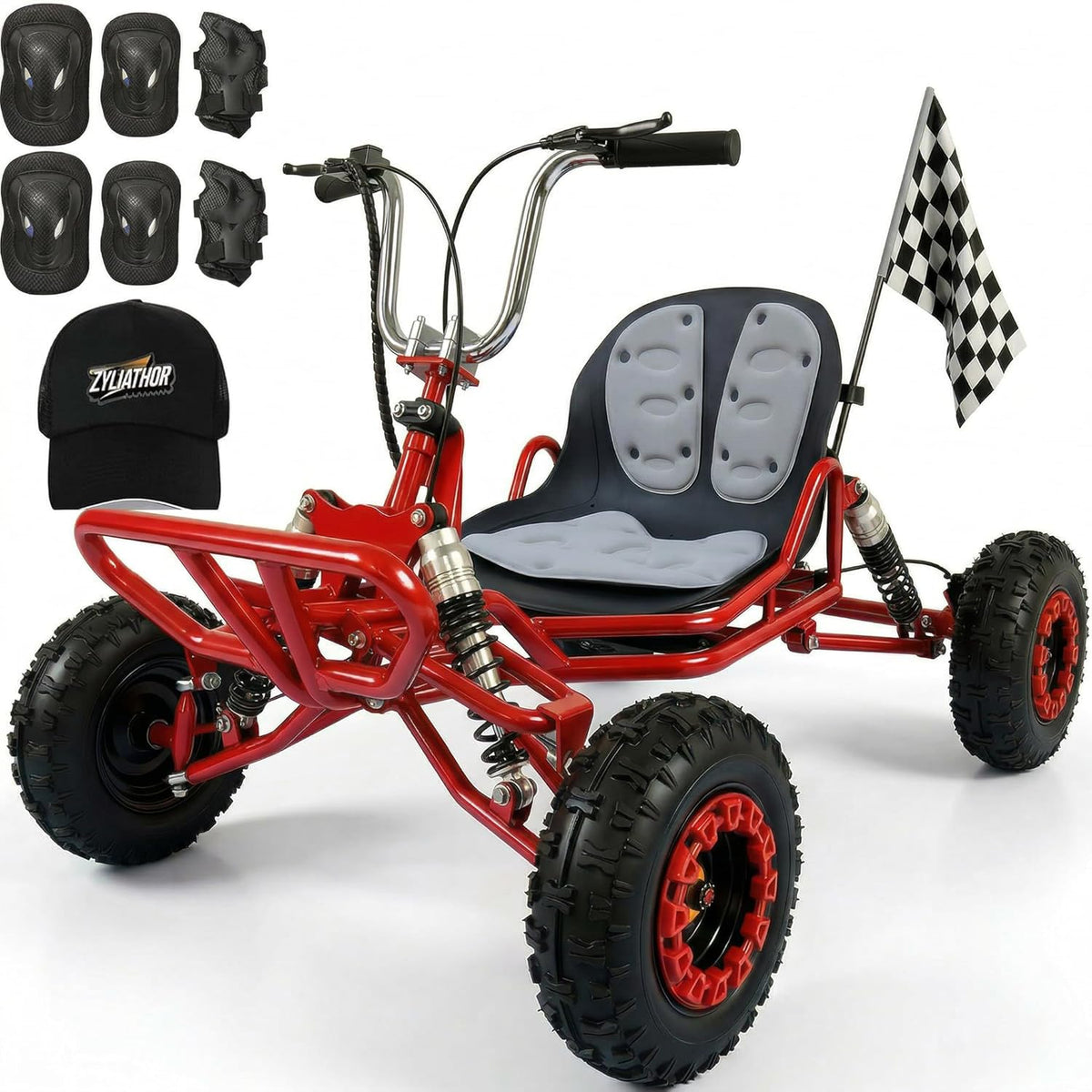 Zyliathor 63cc gas go-kart Canada red front view