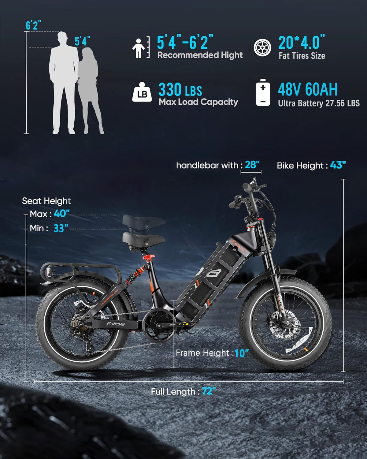 eAhora Juliet Electric Bike 1000W Fat Tire Canada