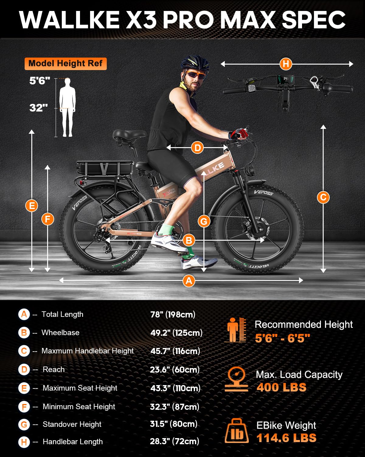 Wallke X3 Max front suspension detail Canada