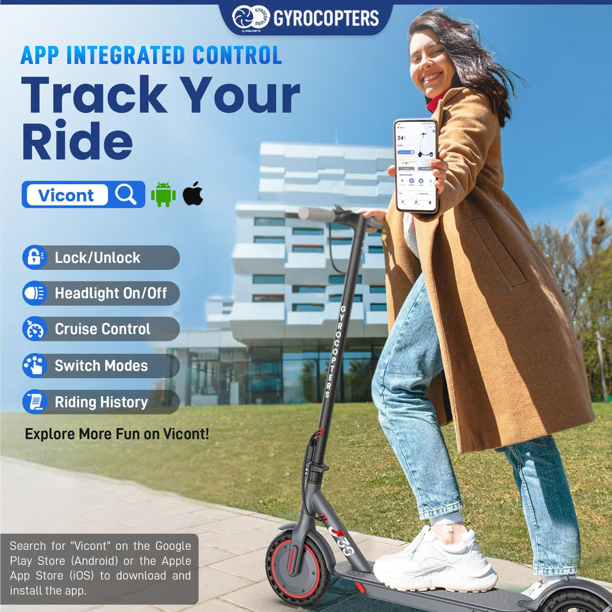 Gyrocopters J30 Electric Scooter – Foldable Commuter Ride Canada