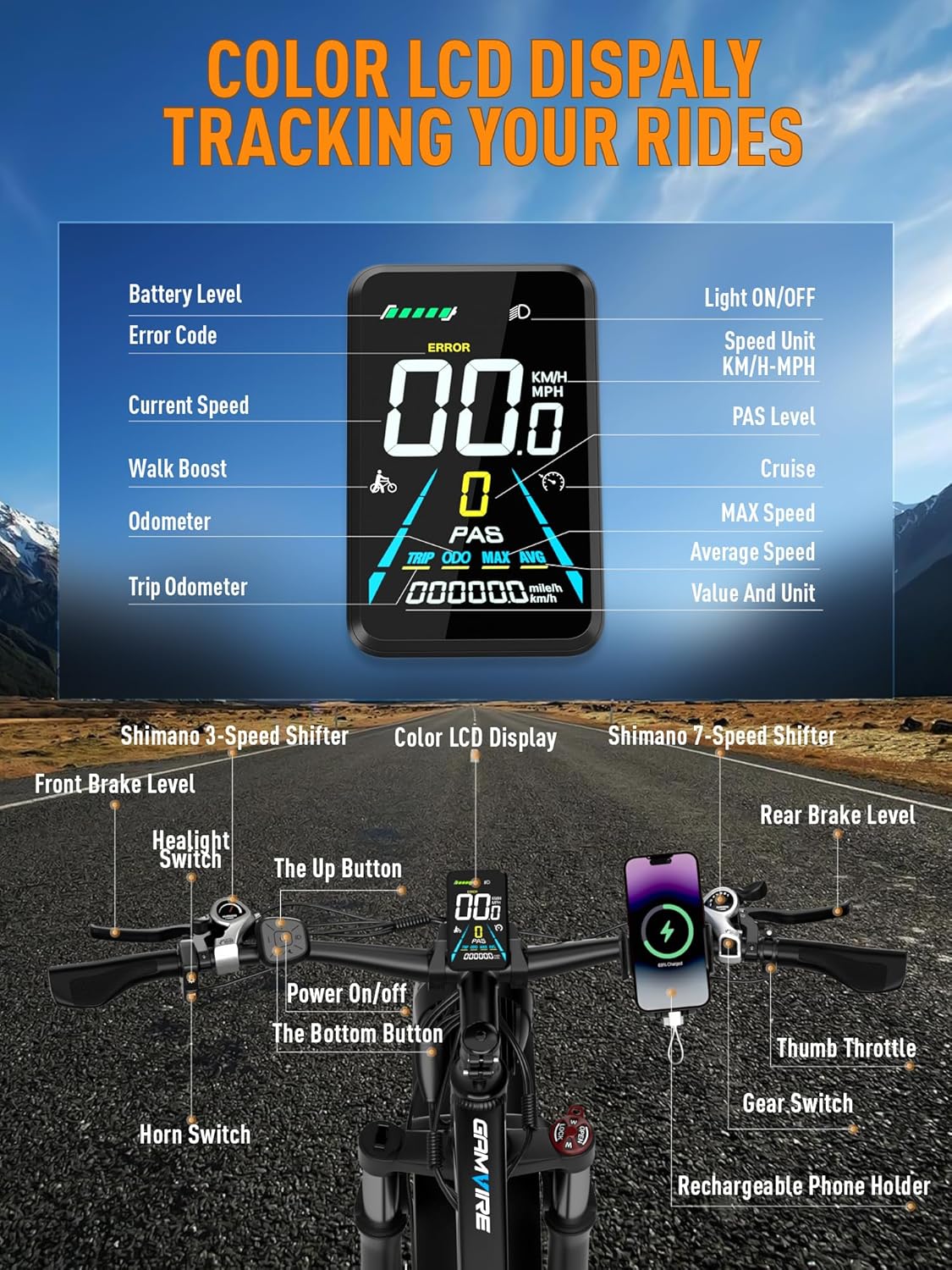 GAMVIRE V7 Electric Mountain Bike Canada – 52V Fat Tire