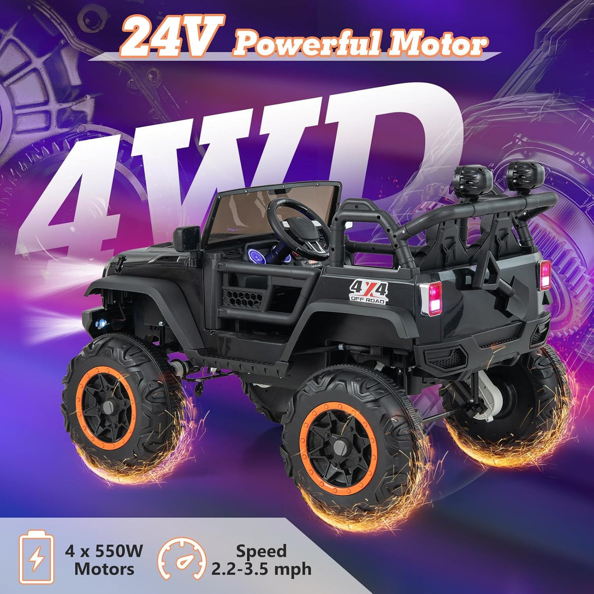 OLAKIDS 24V 2WD 4WD kids truck Canada side view