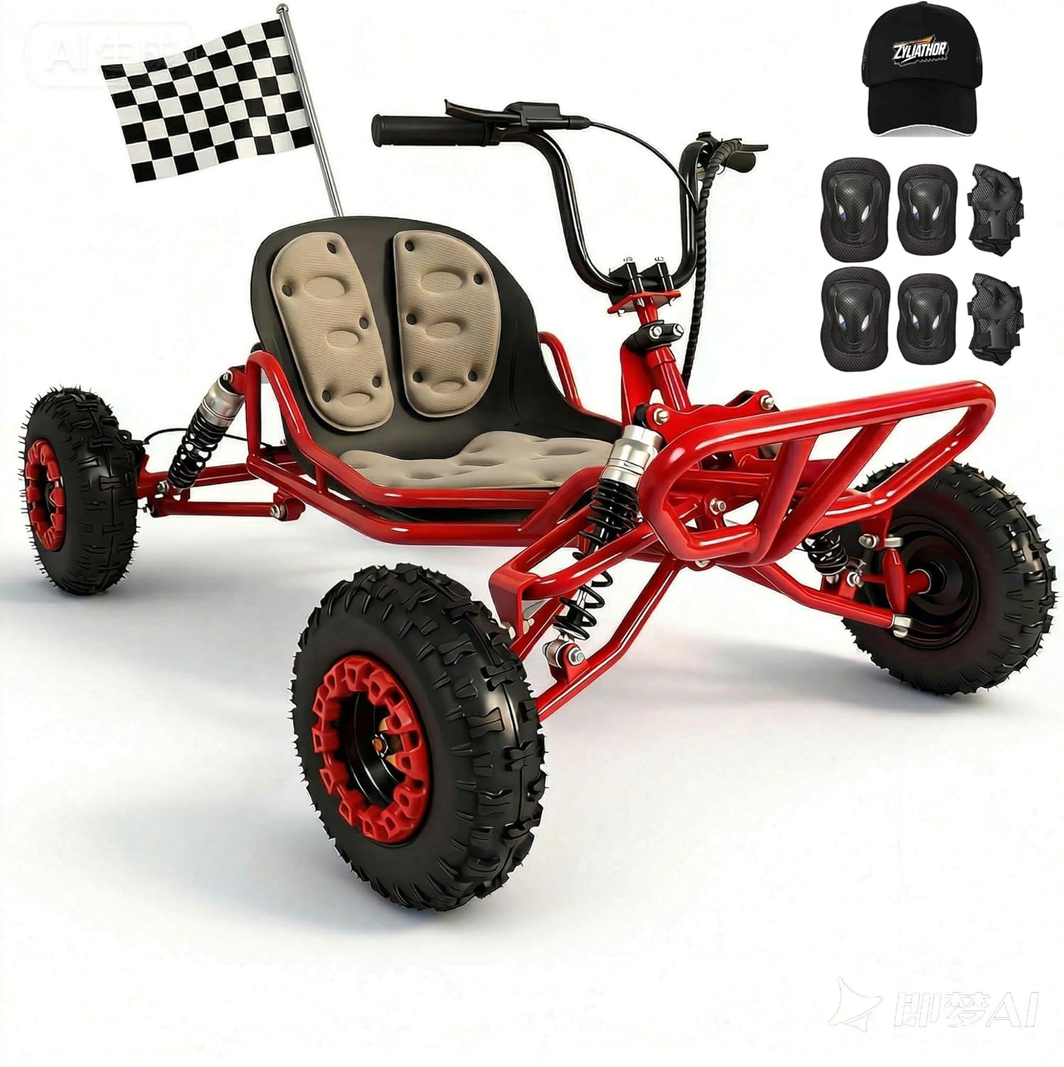 Leiting Motors 63cc gas go-kart Canada red front view