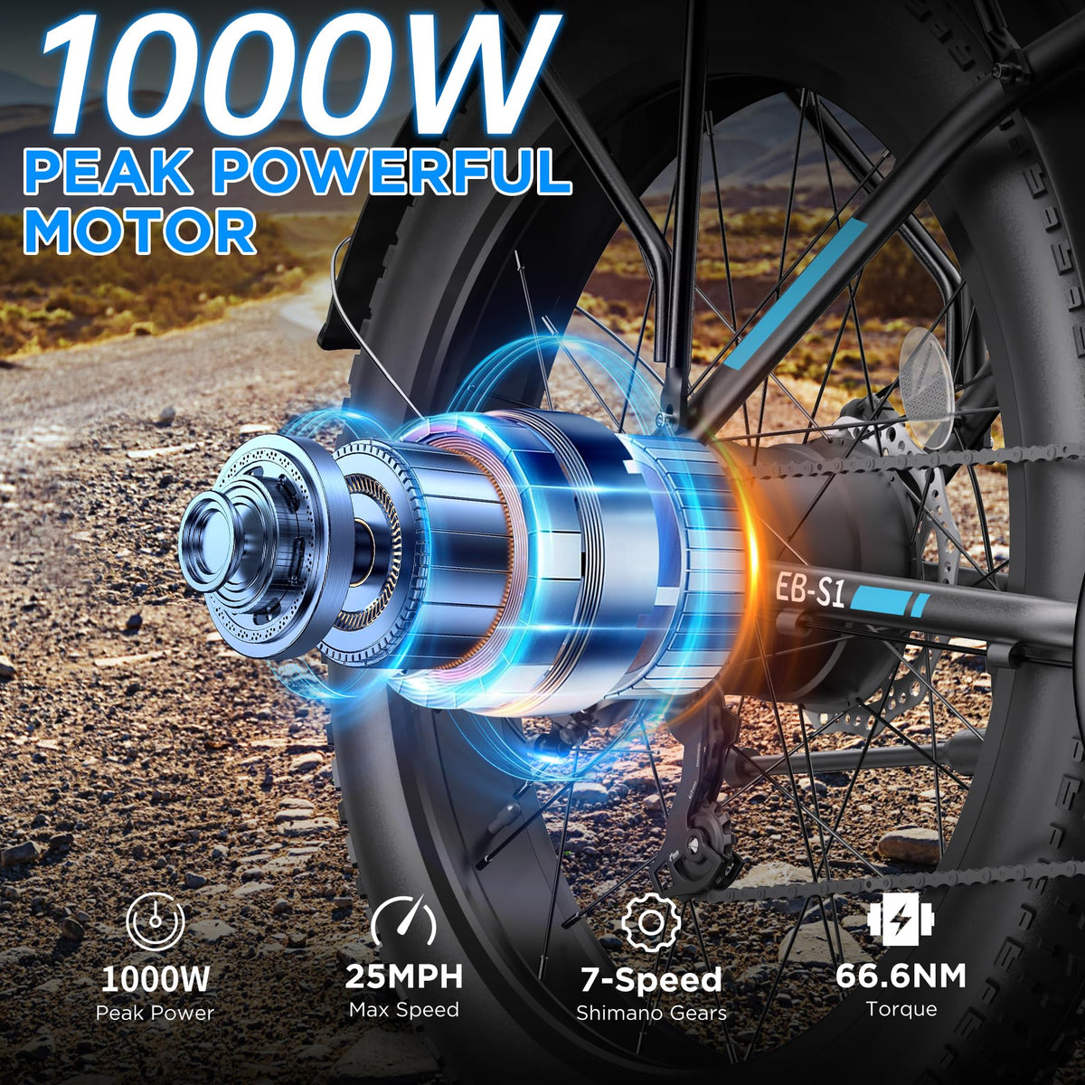 Funhang EB-S1 Electric Fat Tire Bike – 1000W Motor, 60 Mile Range, All-Terrain, Built for Canadian Winters