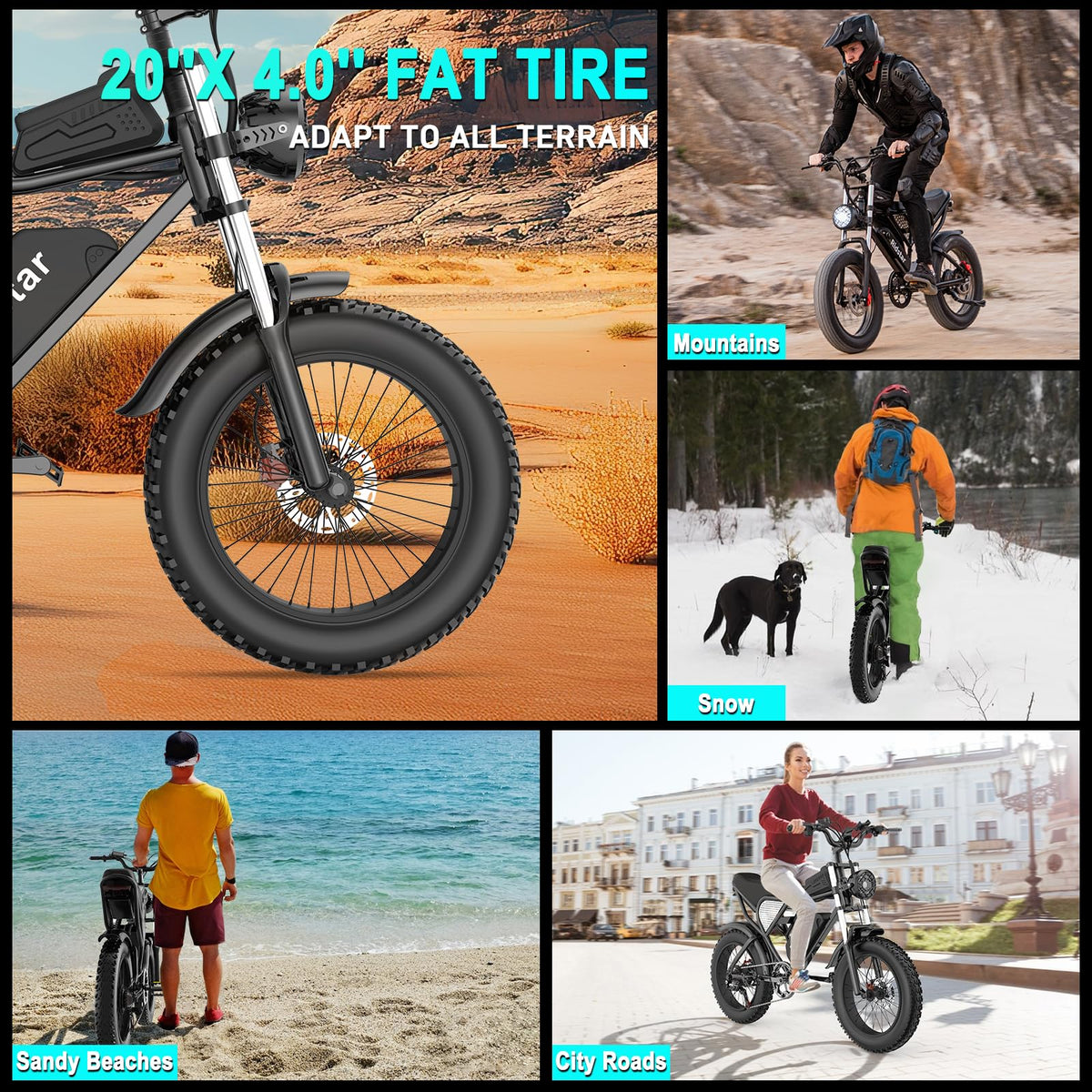 Bopzin 1000W Fat Tire Electric Bike – Motorcycle Style E-Bike Canada