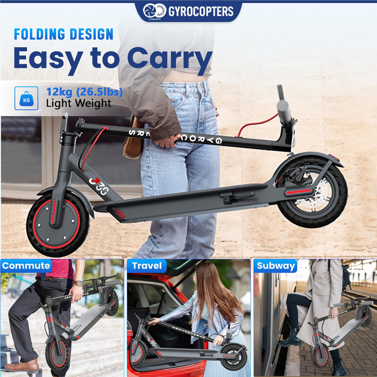 Gyrocopters J30 Electric Scooter – Foldable Commuter Ride Canada