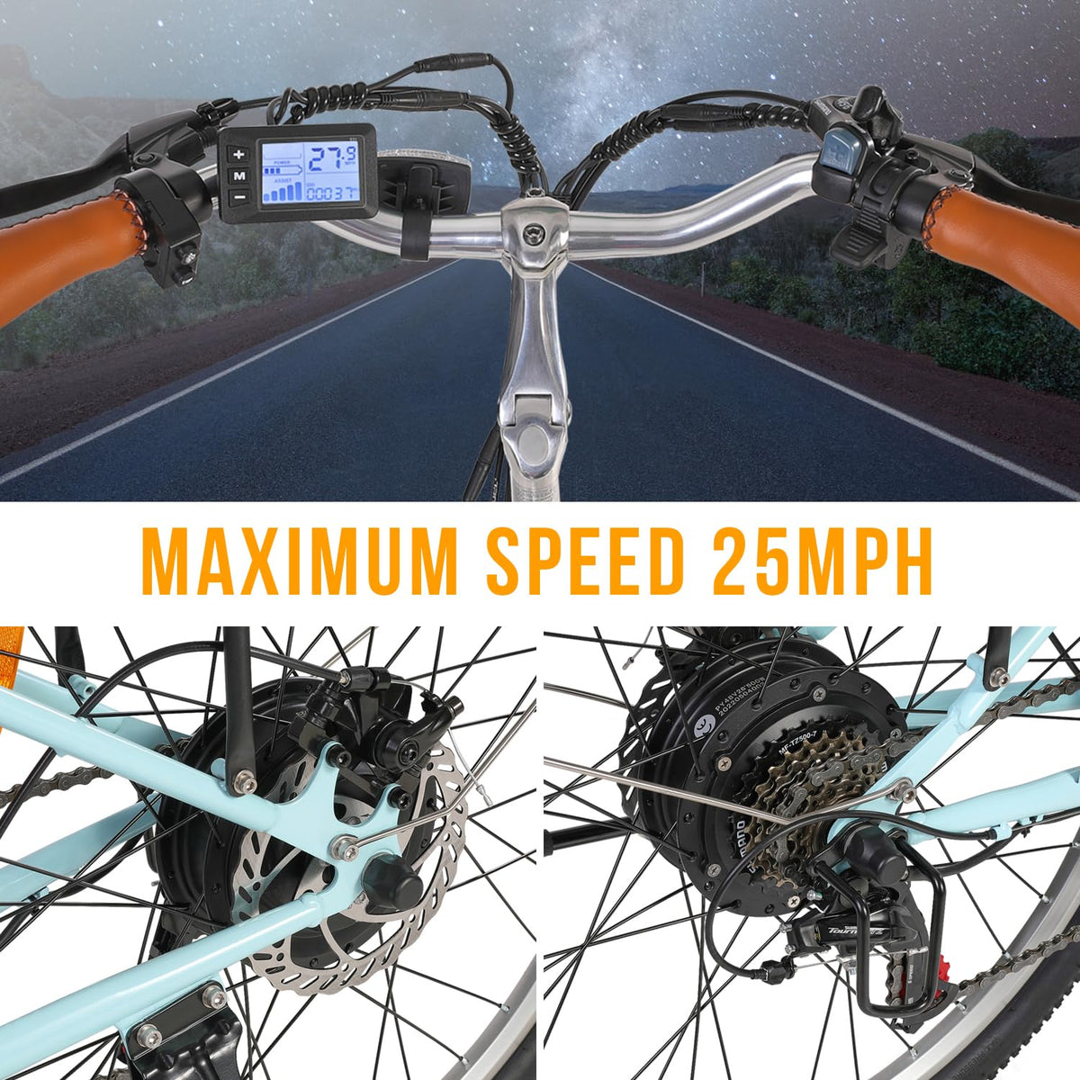 GELEISEN Step-Thru Electric Bike 26&quot; Commuter Canada