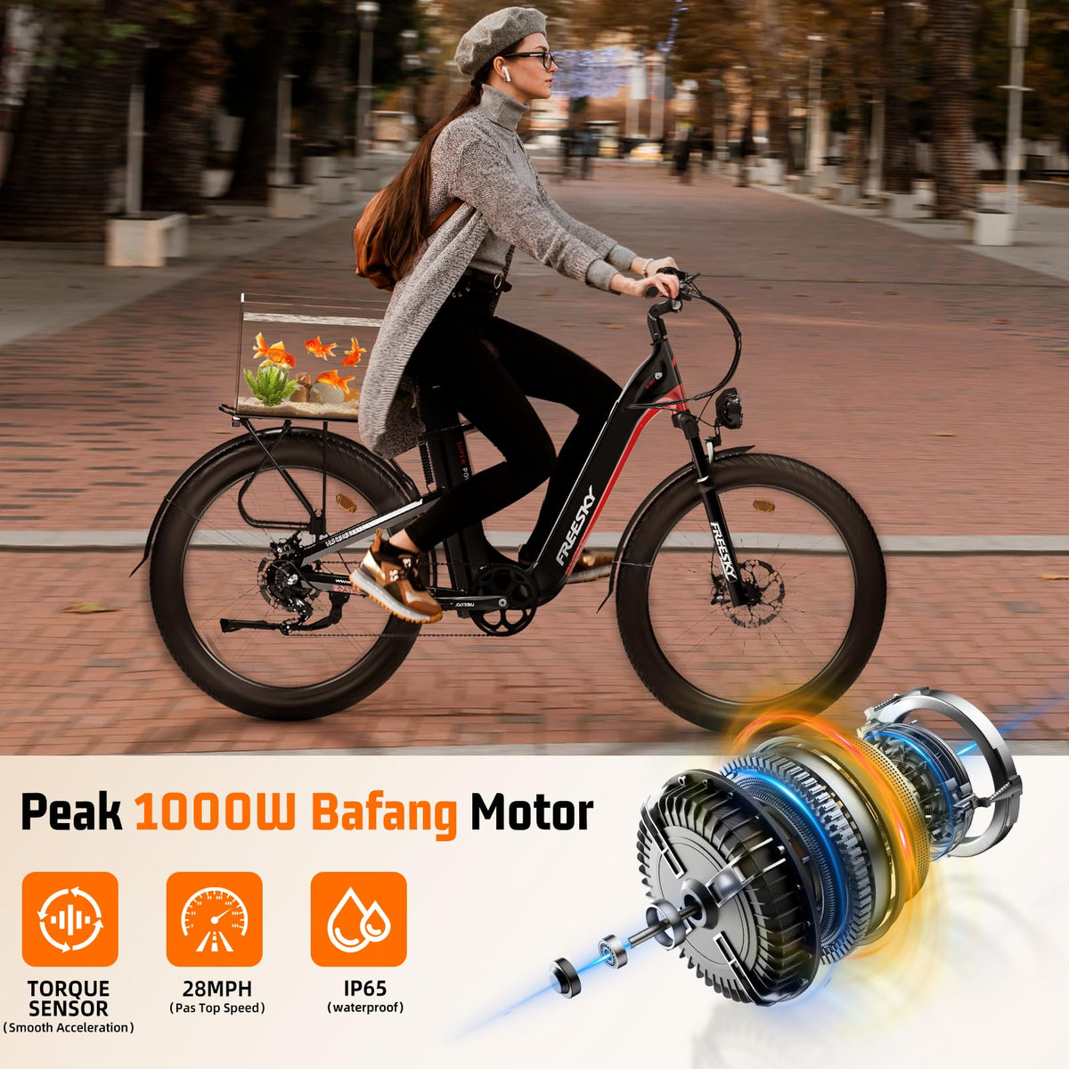 Freesky Nova Step-Thru Dual Battery Electric Bike – Up to 193 km Range (Canada)