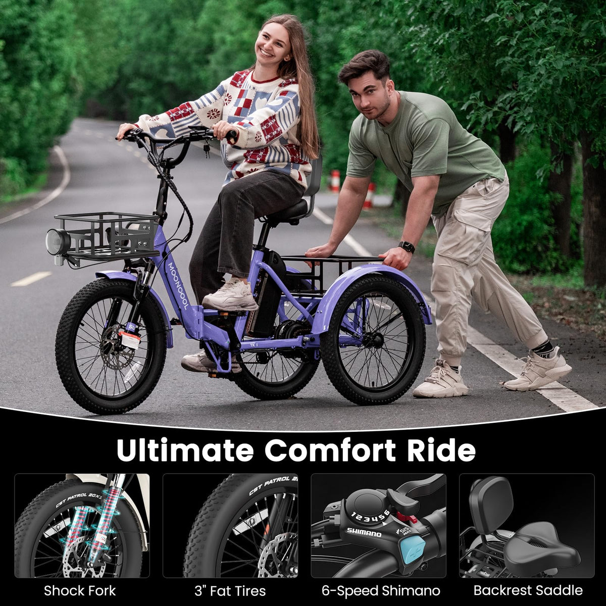 Mooncool TK1 Triciclo Eléctrico - El Mejor en Canadá