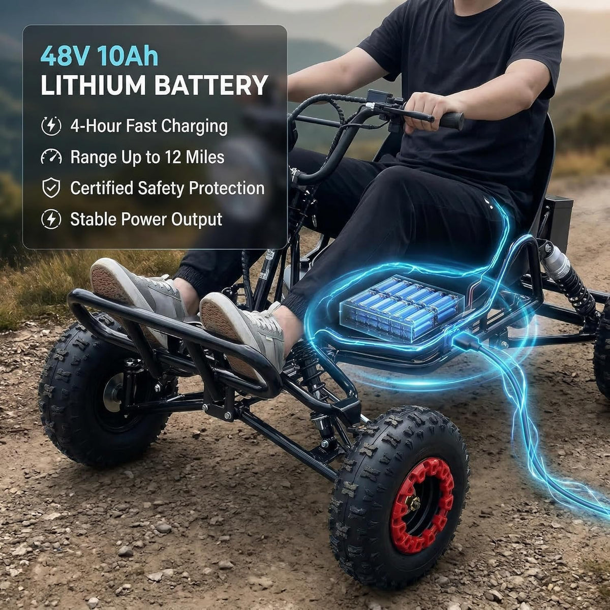 Zyliathor 48V 2000W electric go-kart Canada suspension detail