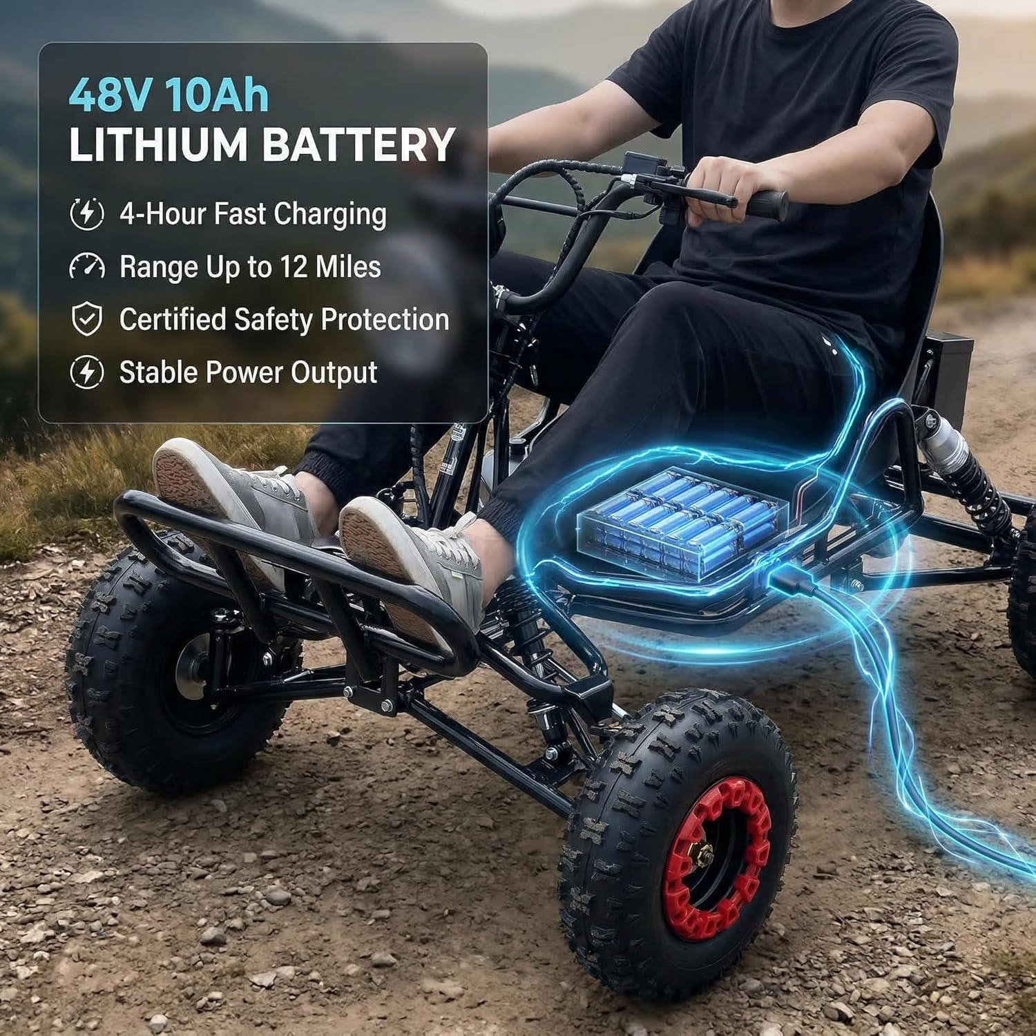 Zyliathor 48V 2000W electric go-kart Canada suspension detail