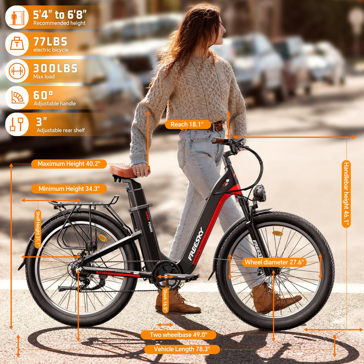 Freesky Nova Step-Thru Dual Battery Electric Bike – Up to 193 km Range (Canada)