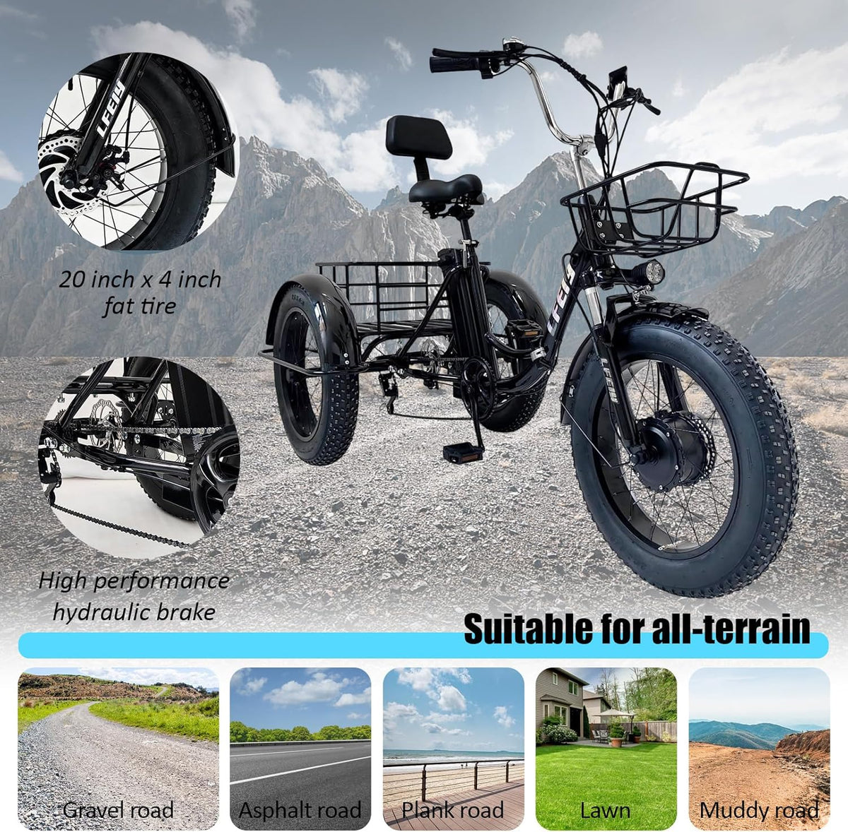 SKEKECIE Electric Tricycle Adults – 3-Wheel E-Bike Canada