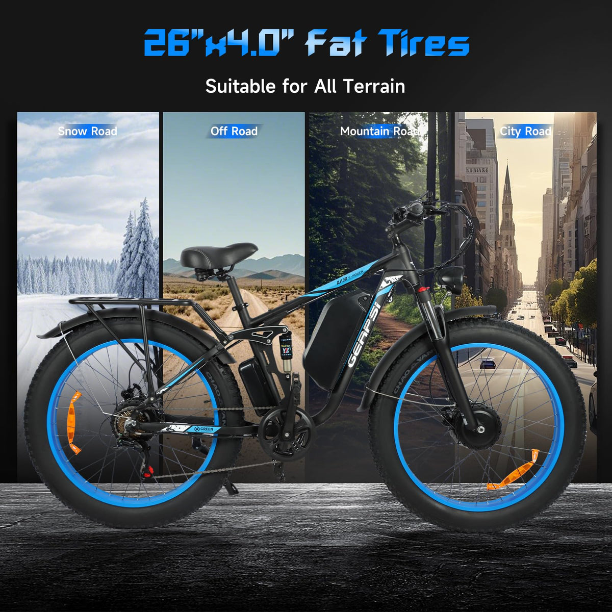 GERPSI Peak 5000W Electric Mountain Bike | All-Terrain, Fat Tire E-Bike for Canadian Riders