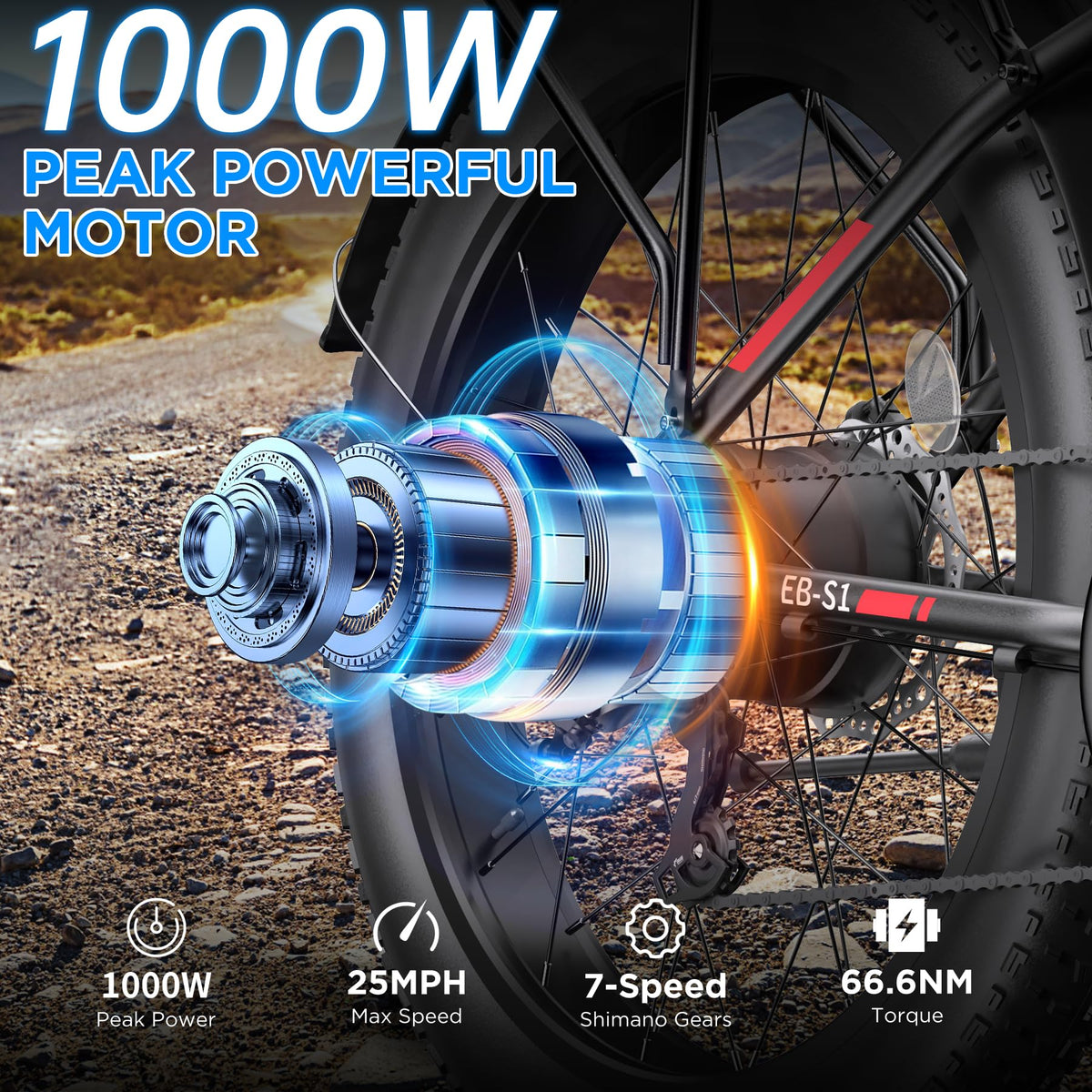 Funhang EB-S1 Electric Fat Tire Bike – 1000W Motor, 60 Mile Range, All-Terrain, Built for Canadian Winters