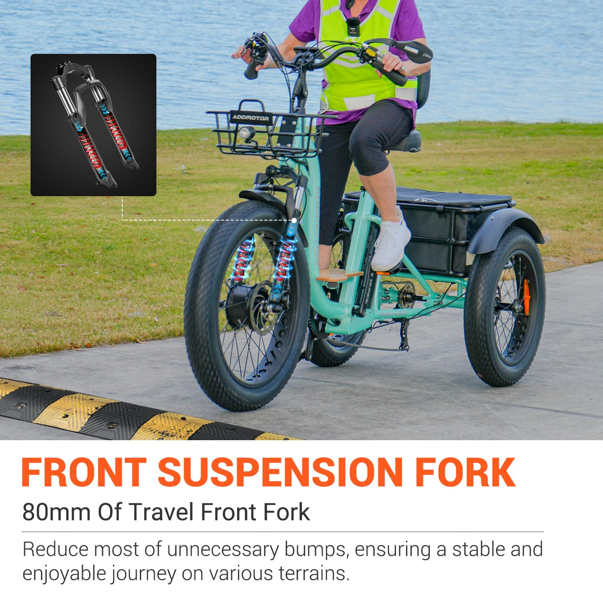 ADDMOTOR Grandtan II 750W Electric Tricycle for Adults – 48V 20AH, 85 Mile Range, Fat Tire 3-Wheel E-Trike for Seniors