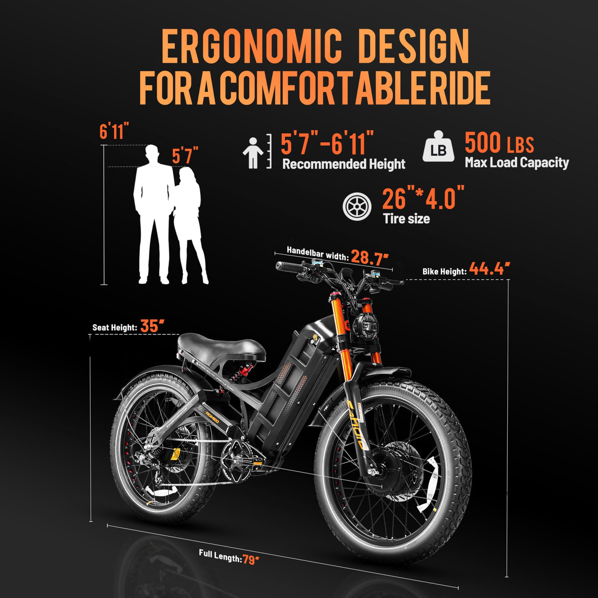 Eahora Romeo Pro Electric Bike – 500W All-Terrain E-Bike with Fat Tires Canada