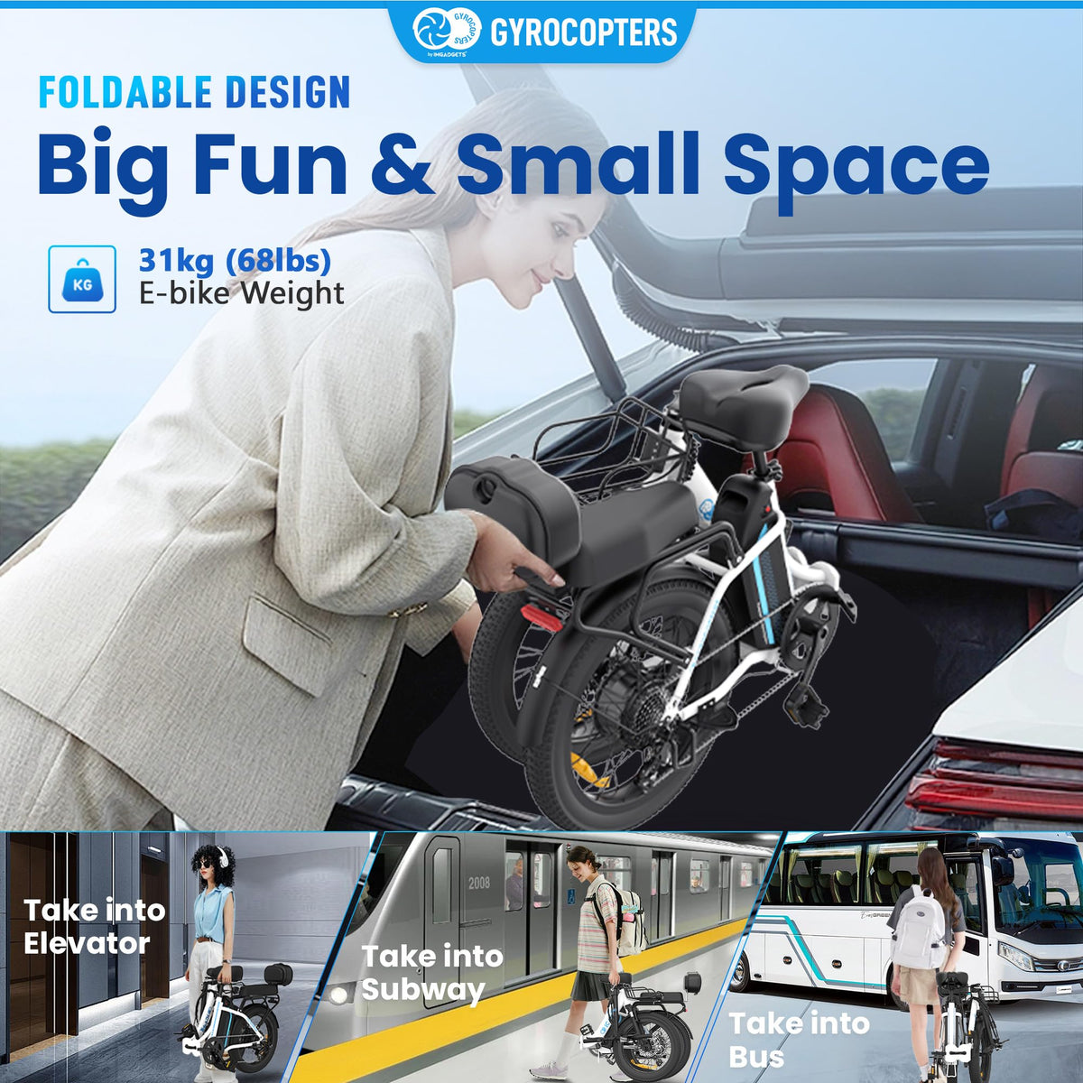 Gyrocopters iCaddy Electric Bike – Foldable 500W E-Bike Canada