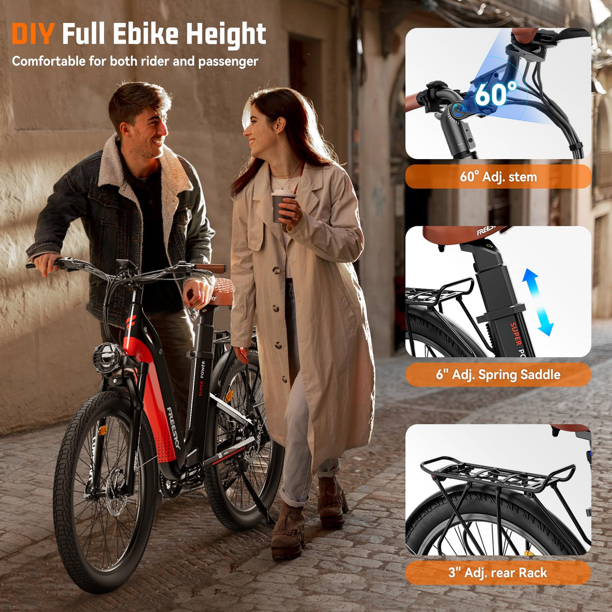 Freesky Nova Step-Thru Dual Battery Electric Bike – Up to 193 km Range (Canada)