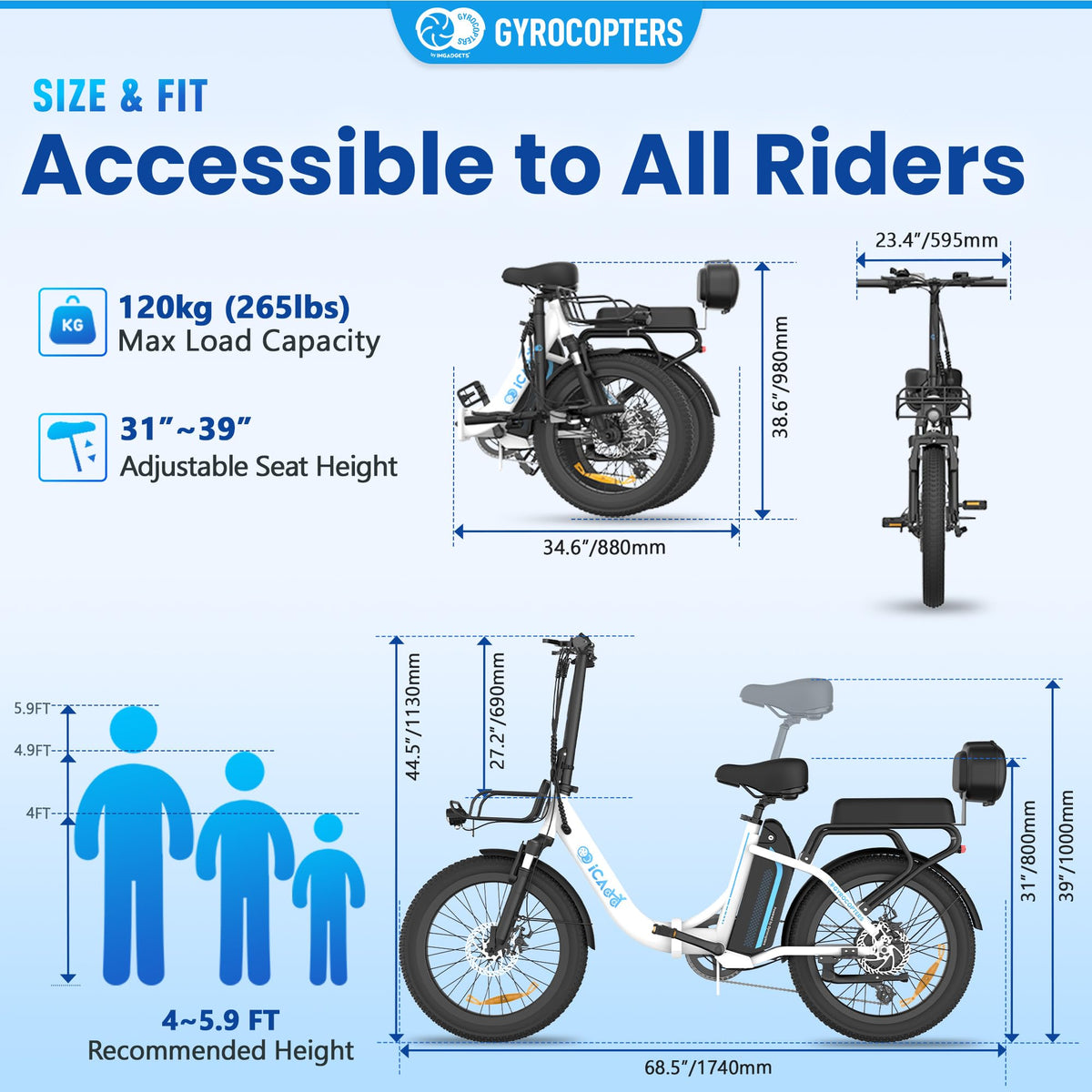 Gyrocopters iCaddy Electric Bike – Foldable 500W E-Bike Canada
