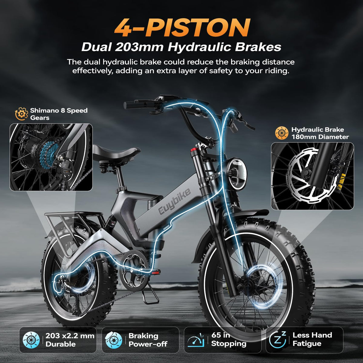Bicicleta eléctrica plegable con neumáticos anchos EUYBIKE K6 Pro 2000W – Canadá