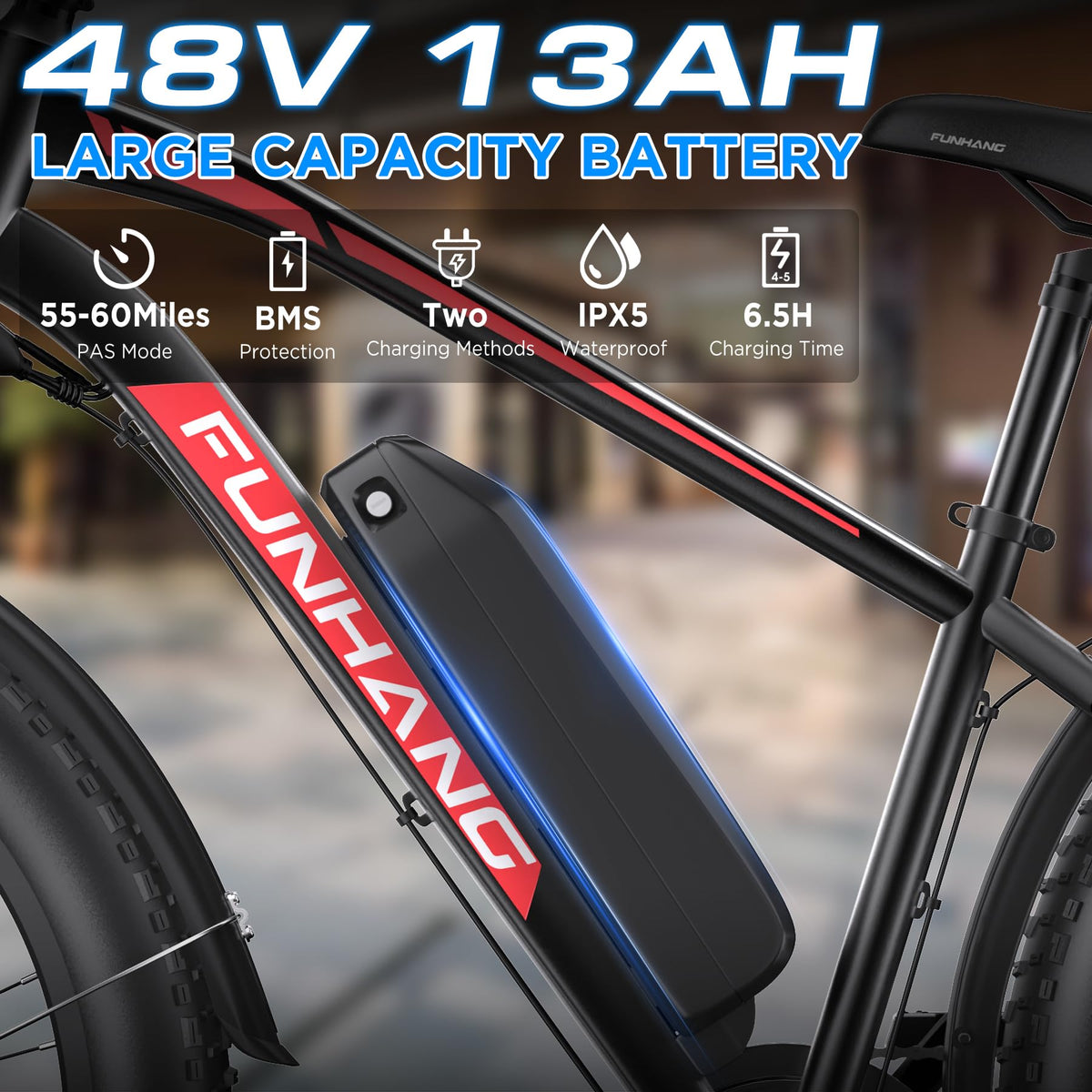 Funhang EB-S1 Electric Fat Tire Bike – 1000W Motor, 60 Mile Range, All-Terrain, Built for Canadian Winters