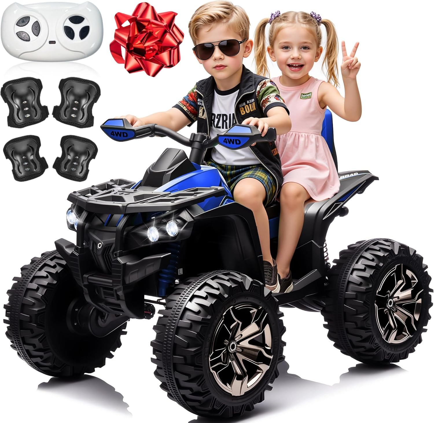 JOYRACER 24V 2-seater 4x4 kids ATV blue Canada front view