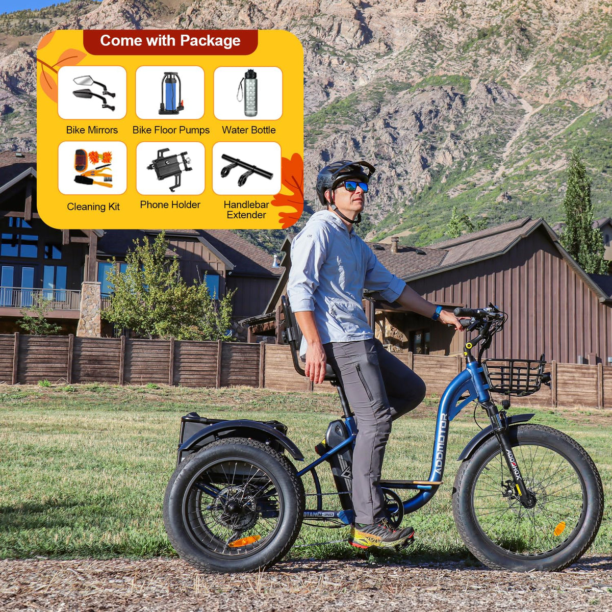 ADDMOTOR Grandtan II 750W Electric Tricycle for Adults – 48V 20AH, 85 Mile Range, Fat Tire 3-Wheel E-Trike for Seniors