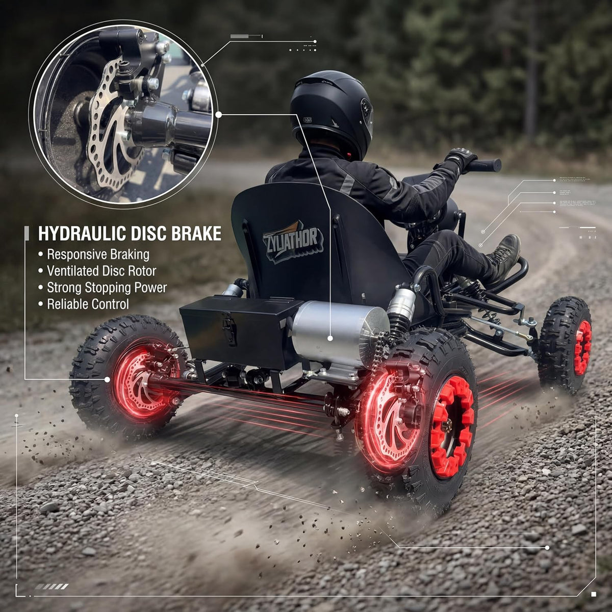Zyliathor 48V 2000W electric go-kart Canada action view