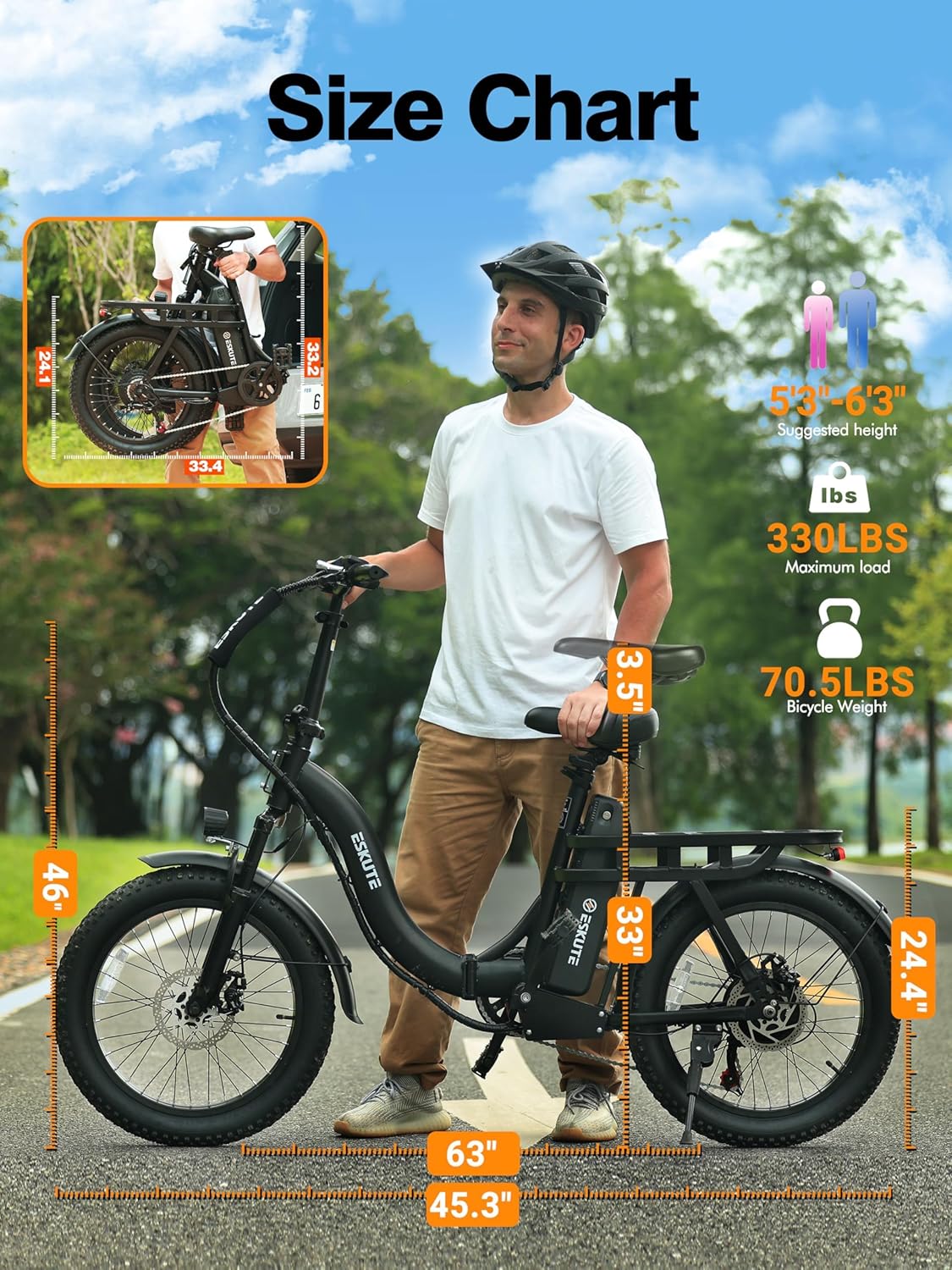 Eskute D200 rear rack and frame detail