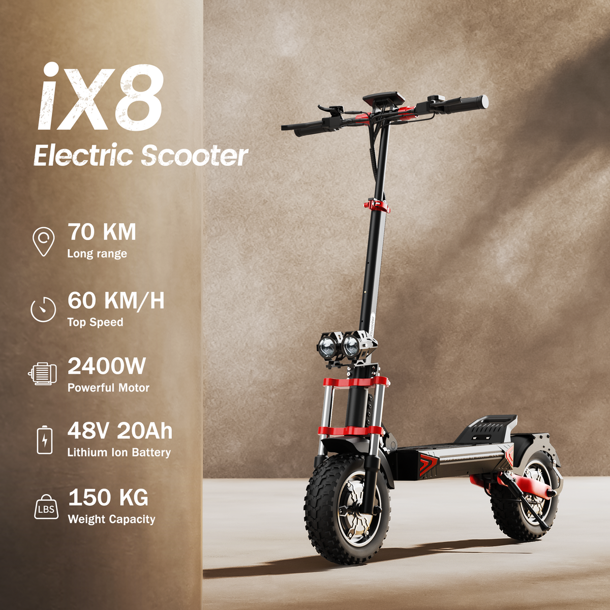 iScooter iX8 Canada side view with off-road tires