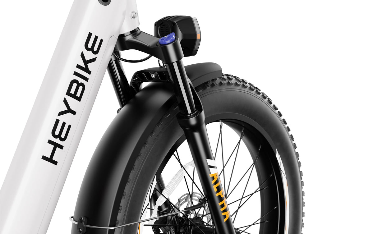 Heybike Alpha hydraulic front suspension detail
