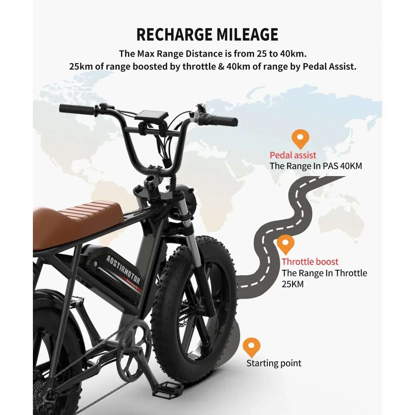 AOSTIRMOTOR Storm 750W Fat Tire Electric Bike Canada commuter angle view