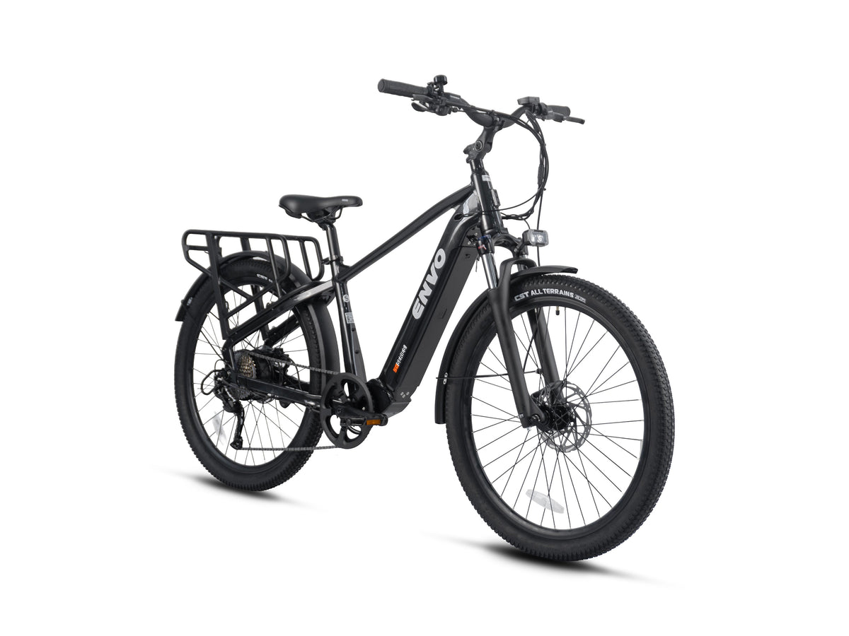 ENVO D50 electric bike, charcoal finish rear view