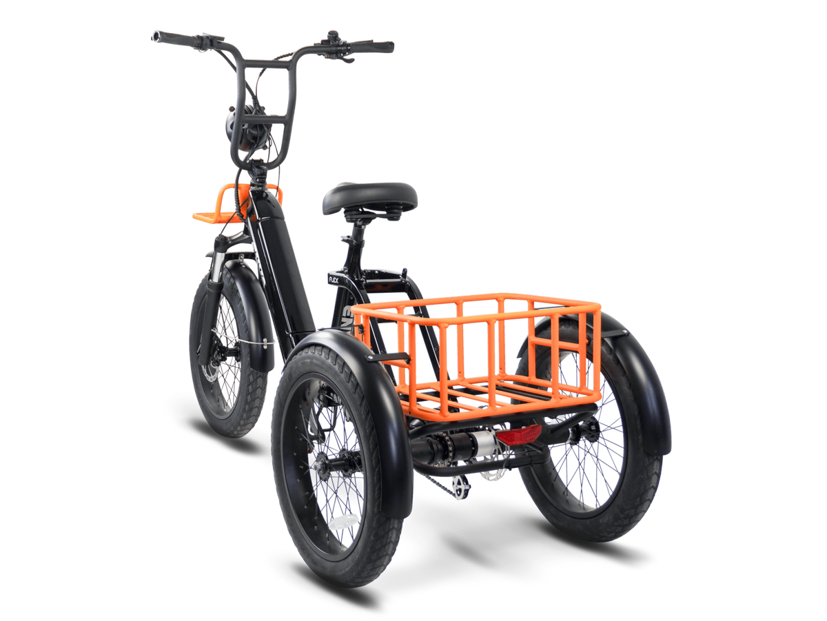 ENVO Flex Trike fat-tire electric trike in black, detail view