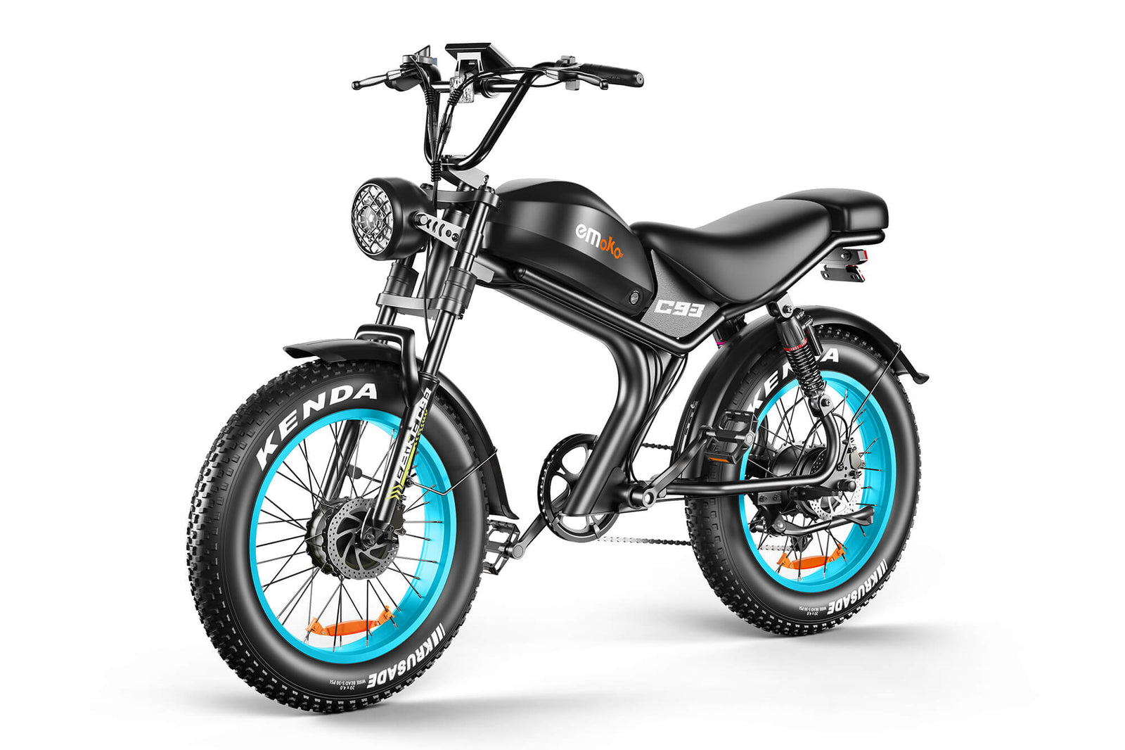 Emoko C93 dual motor electric bike side view showing dual-motor moped frame
