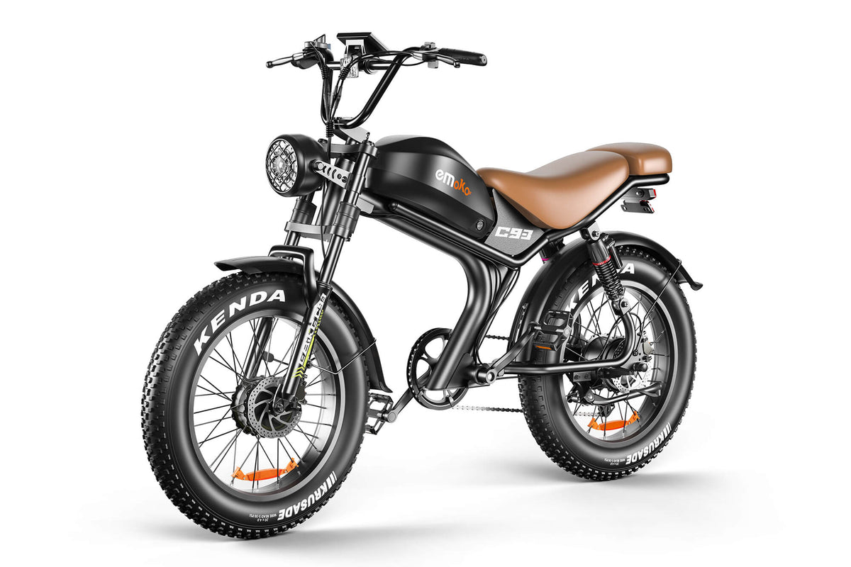 Emoko C93 dual motor electric bike product view with fat tire and frame detail