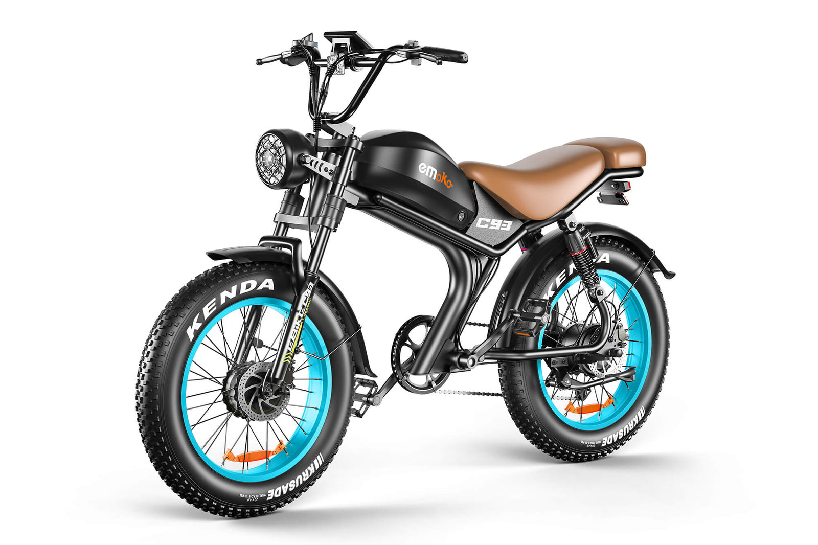 Emoko C93 dual motor e-bike long seat and passenger utility view