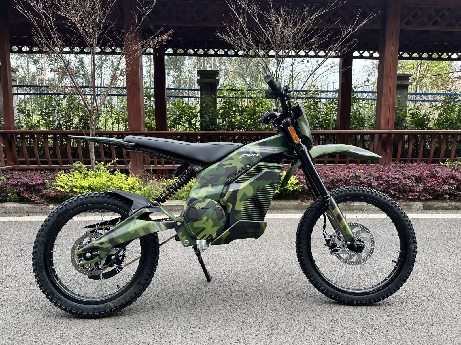 Caofen F80 Off-Road electric motorcycle Canada black side view