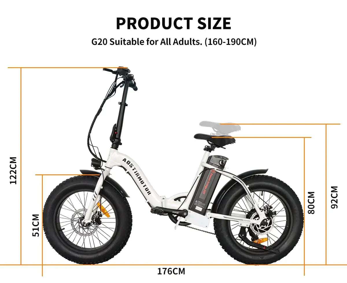 AOSTIRMOTOR G20 500W Step-Through Fat Tire E-Bike Canada rear angle fat tire view
