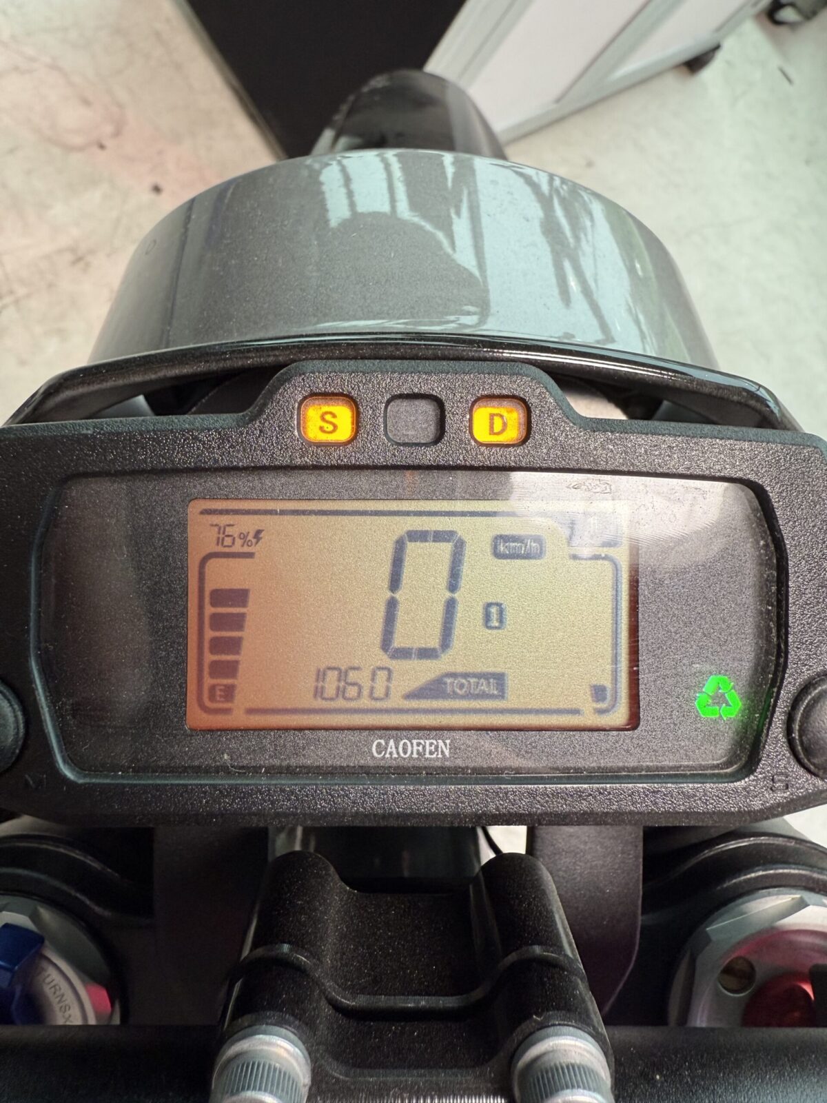 Caofen F80 street legal electric motorcycle Canada rear three-quarter view