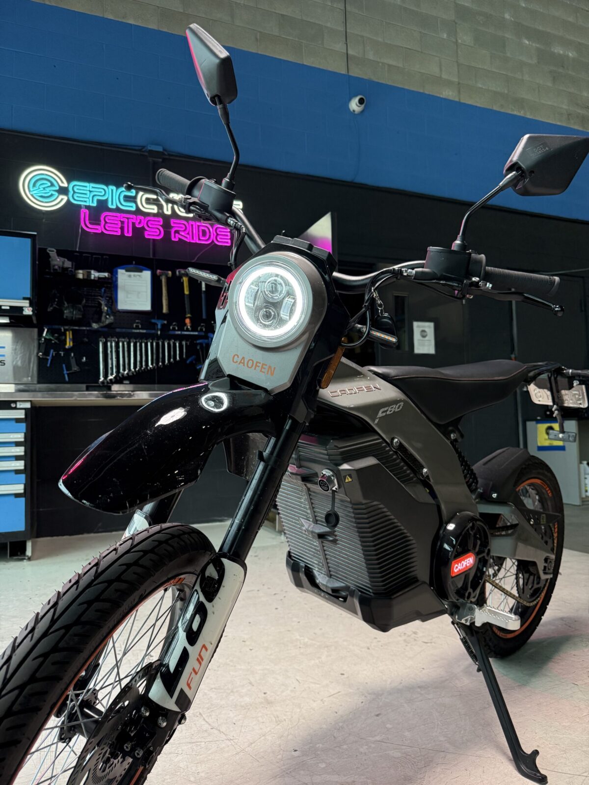 Caofen F80 street legal electric motorcycle Canada alternate side view