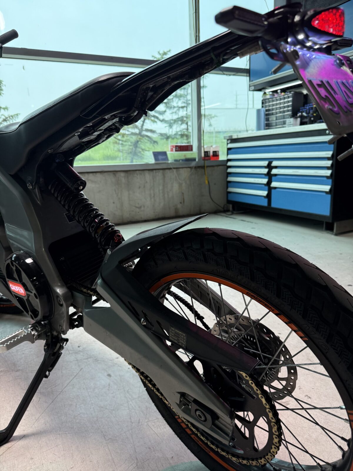Caofen F80 street legal electric motorcycle Canada front three-quarter view