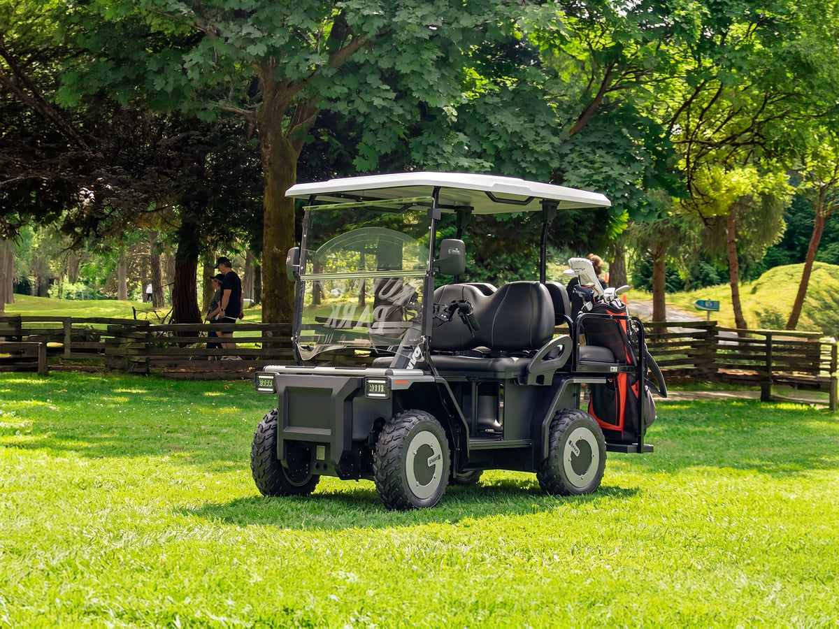 ENVO UT21 electric golf cart carrying golf bags on a green course